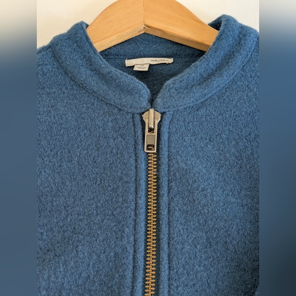 Halogen Nordstrom Women’s Petrol Peplum 100% Merino Wool Zip Up Jacket Sz XS EUC - Picture 13 of 16